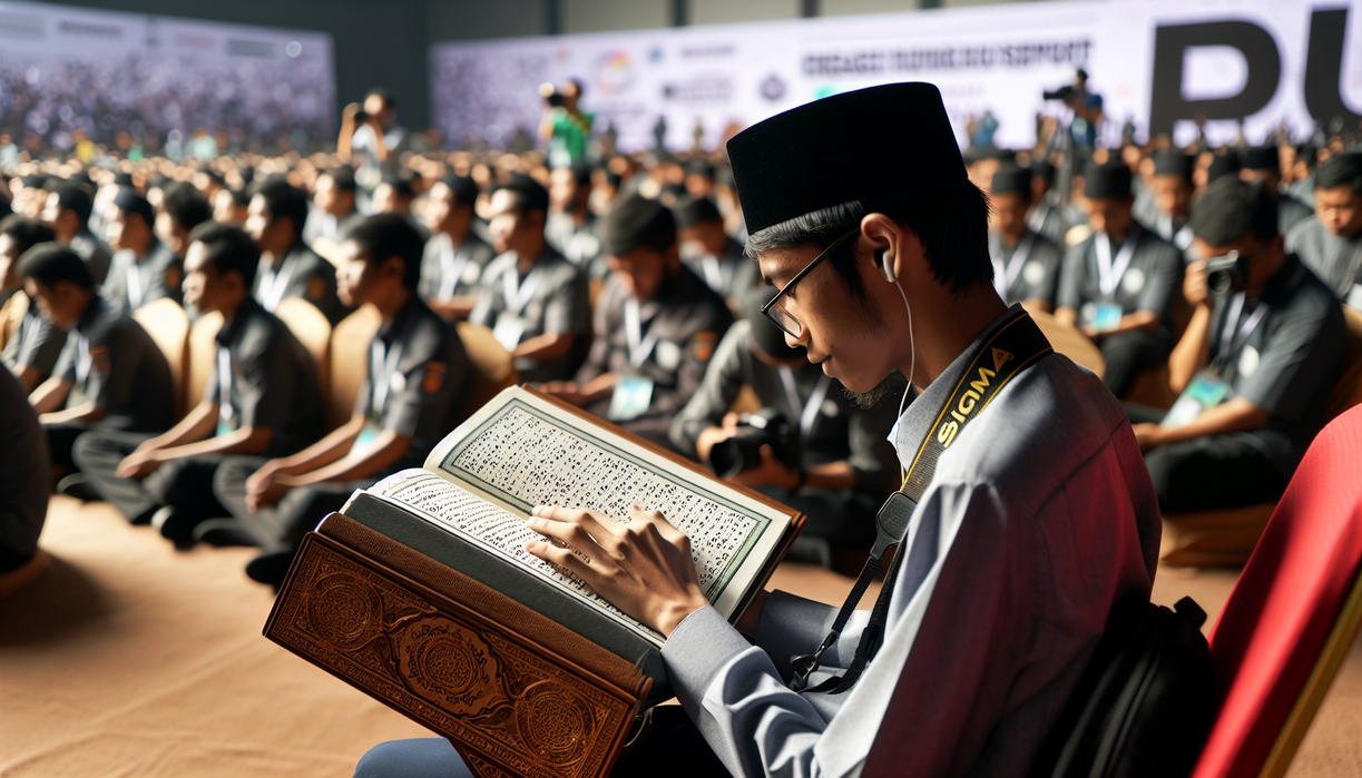 alt_text: Peserta tunanetra membaca Al-Qur'an Braille dalam kompetisi di Jakarta.